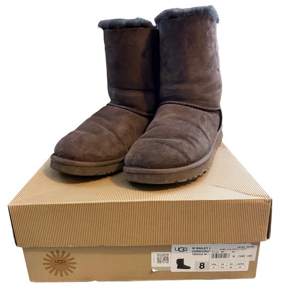 UGG Chocolate Corduroy Boots with Bows Bailey bow brown boots size 8 - Picture 2 of 10